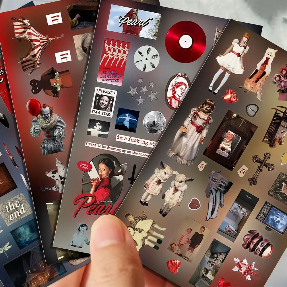 

16 Sheet Dark Aesthetic Horror Urban Legend Themed Die-Cut Sticker for Junk Journal Scrapbook Gothic Planner & Spooky DIY Crafts