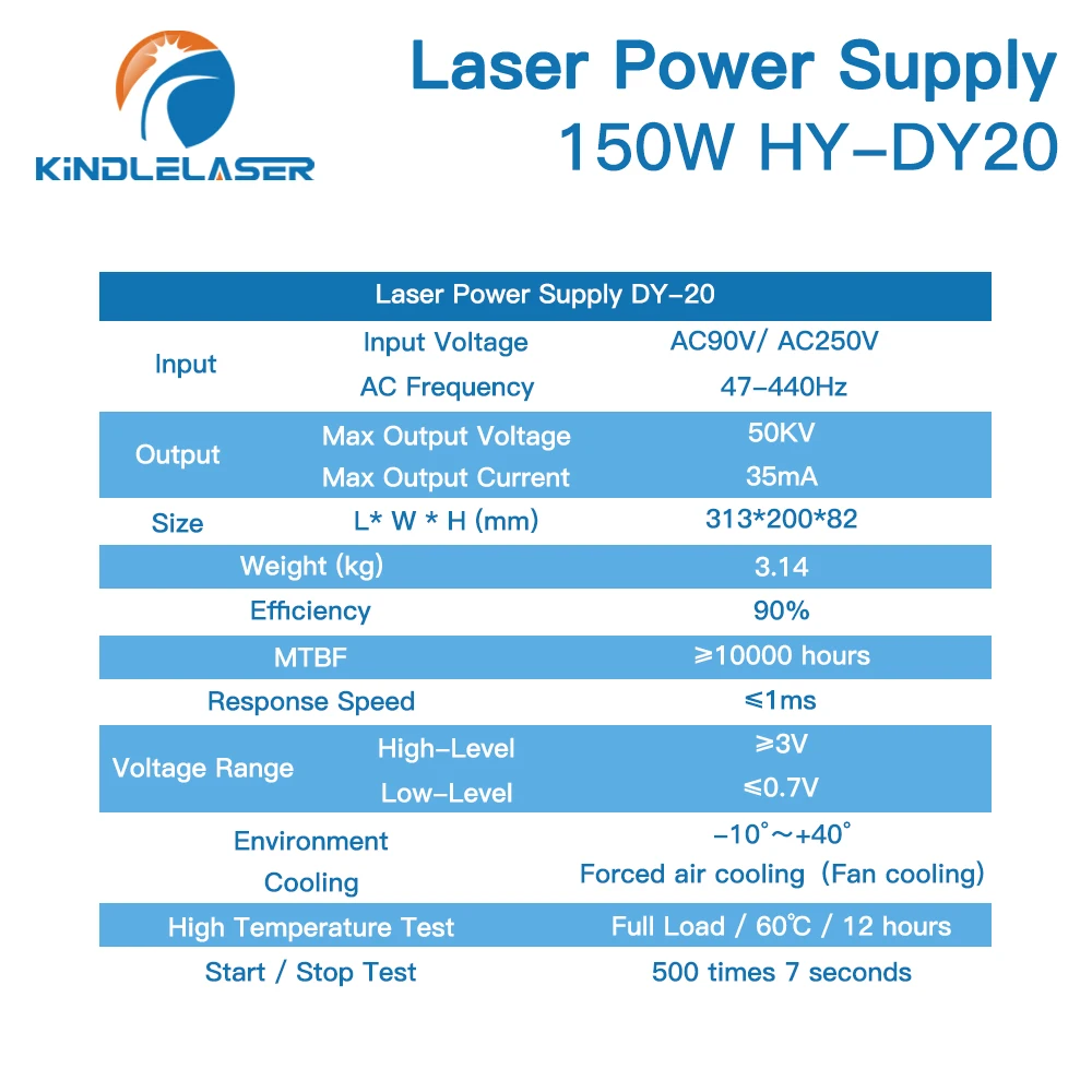 Alimentatore Laser CO2 KINDLELASER DY20 per macchina per incisione/taglio tubo Laser CO2 RECI W6/Z6/S6 W8/Z8/S8 serie DY
