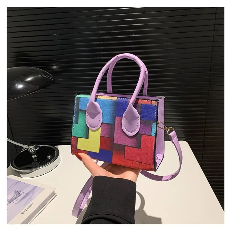 

Color Blocking Grid Autumn 2024 Trendy, Casual, Stylish, Fresh, Single Shoulder, Crossbody, Hand-held, Small Square Bag