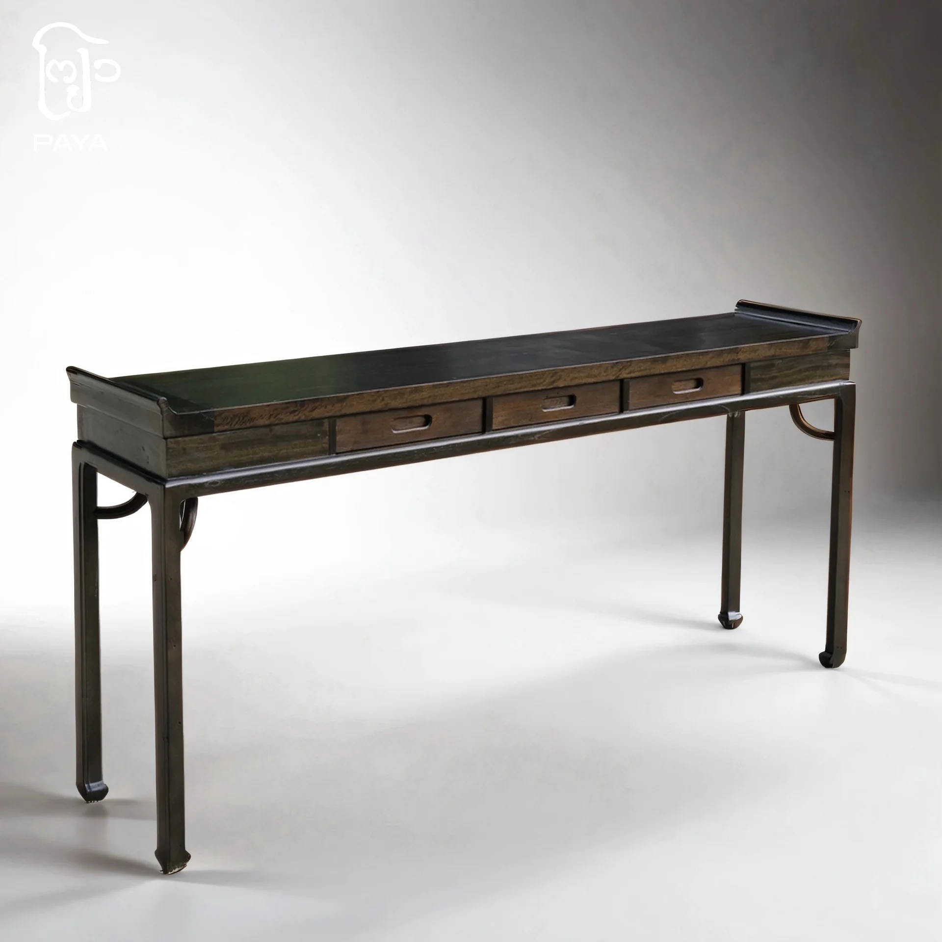 Three-draw Xuanguantai solid wood retro Buddhist niche to set the table