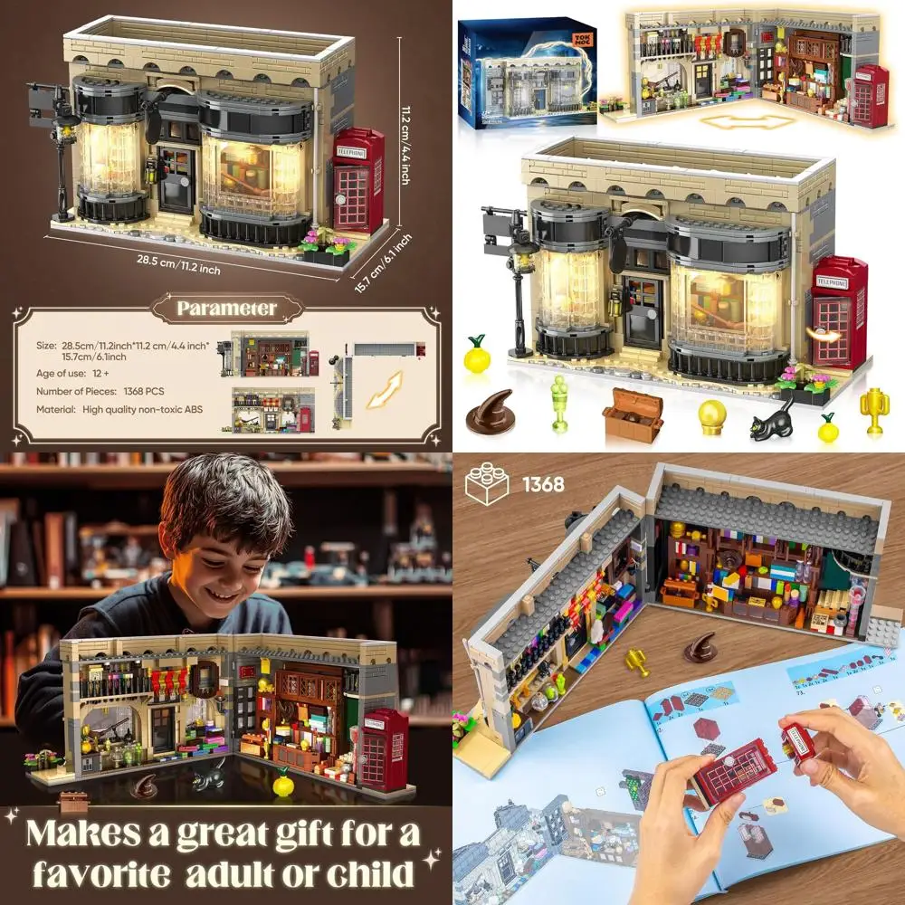 Kit de construção de loja Dual Magic & Wizard, conjunto de jogo de 1368 peças para maiores de 12 anos, presente de Natal ideal para crianças e fãs entusiastas