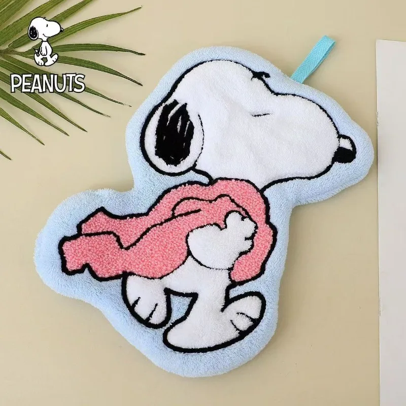Kawaii Snoopy Hand Towel Cartoon Kitchen Quick-Drying Hand Towel Bathroom Coral Fleece Thickened Absorbent Hand Towel