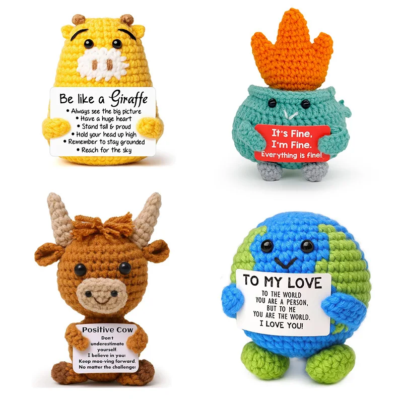 Positive Energy Crochet Earth Doll Crochet Vegetable Fruit Pickle Mini Gift Handmade Knitted Duck Ornament Home Room Decor