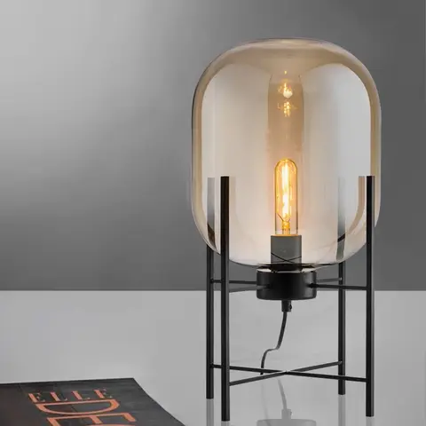 북유럽 크리 에이 티브 LED 테이블 램프 포스트 모던 침실 머리맡 철 유리 테이블 조명 거실 연구 책상 장식 비품