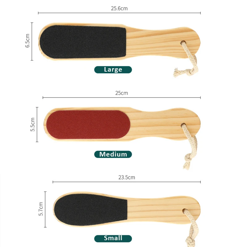 Poumice manche en bois Double face pied conseil fichier peau morte callosités pied broyeur pédicure outil pied peau frottant pied conseil
