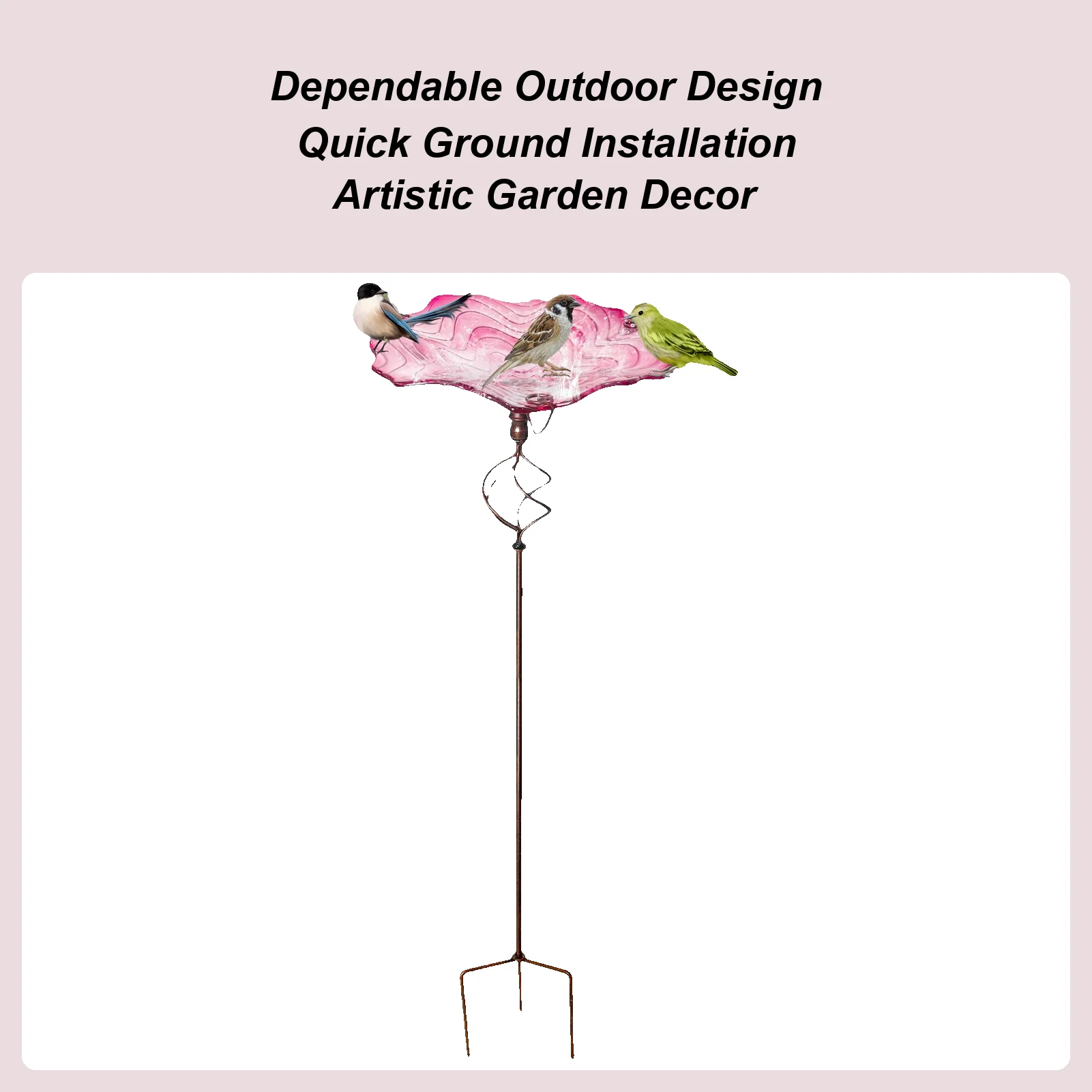 

Outdoor Bird Bath Iron Art Flower Bowl Water Drinker Bird Bath Standing Metal Garden Pole For Hummingbird Parrot Parakeet Bee