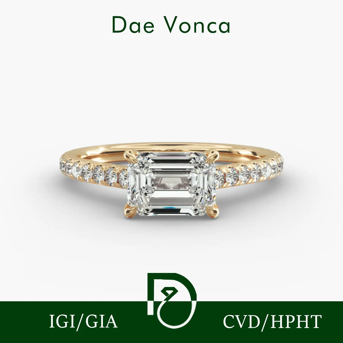 

Кольцо с бриллиантом изумрудной огранки из желтого золота 9K/14K/18K, набор East West, выращенное в лаборатории кольцо с бриллиантом, кольцо с натуральным бриллиантом Sidestone для женщин