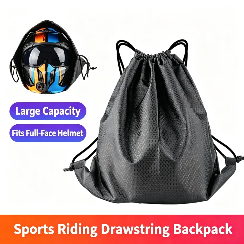 Motorcycle Helmet Bag Drawstring Backpack Waterproof 600D Oxford Storage Bag for Full Face Helmet