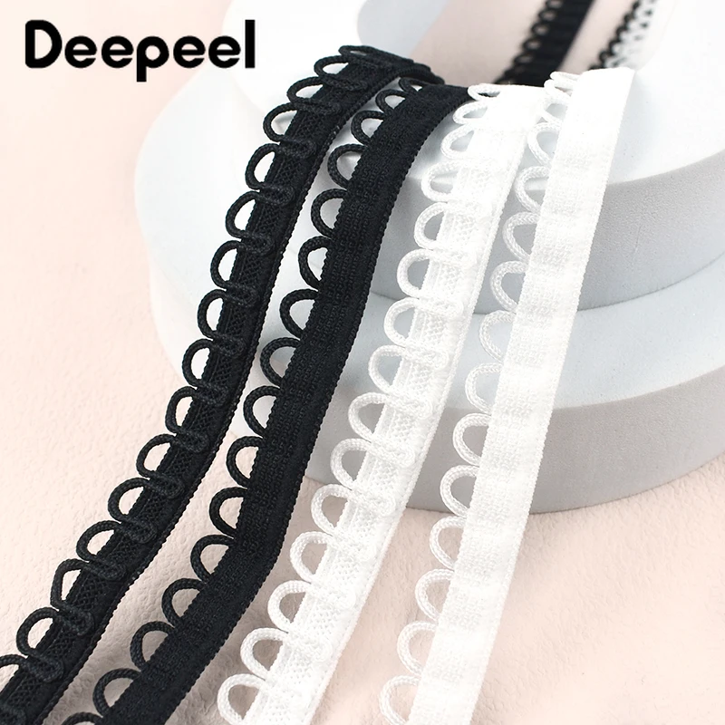 

2/5/10Meters Deepeel 15mm Black White Elastic Band Lace Ribbon Bra Strap Neckline Buttons Garment Decoration Sewing Accessories