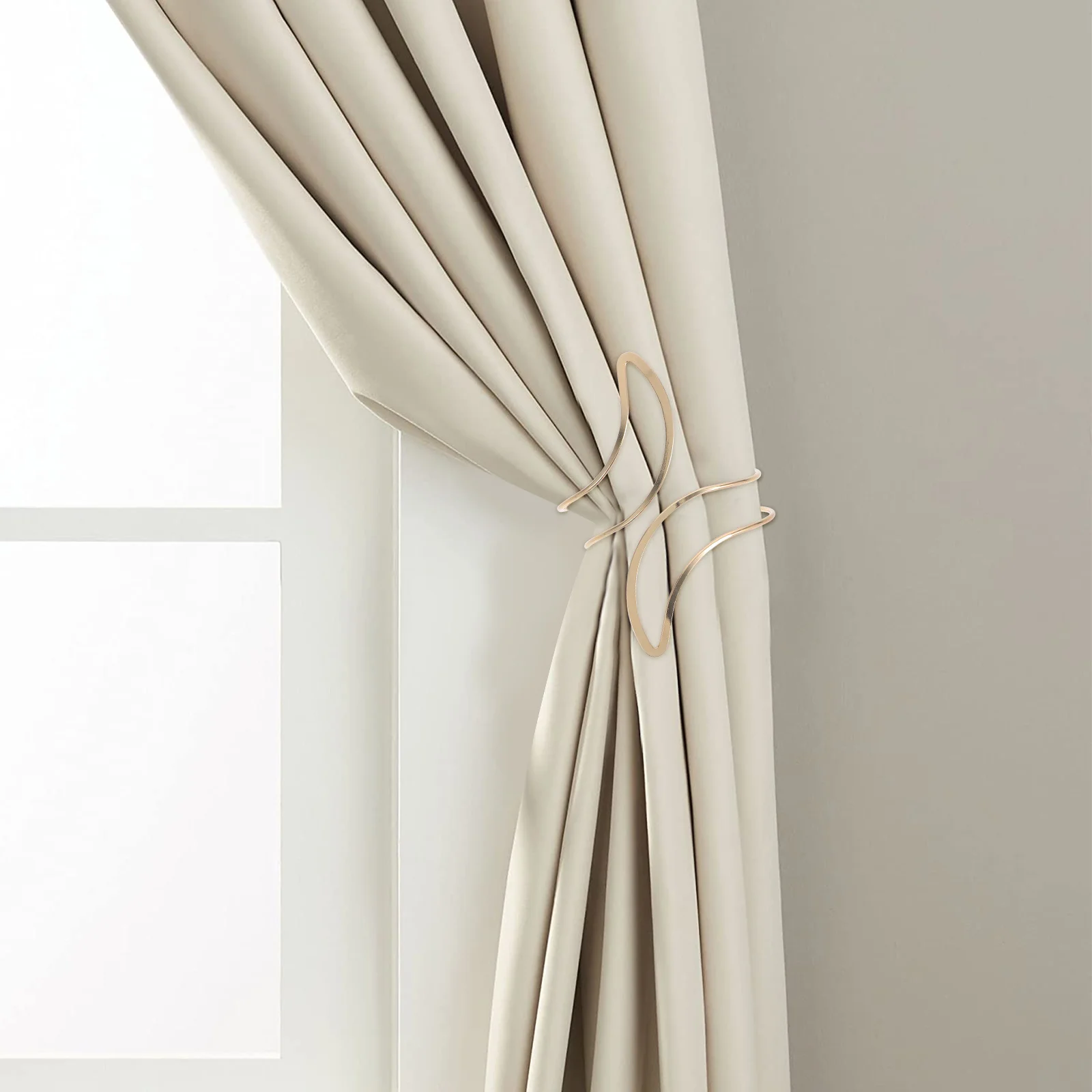 

2Pcs Metal Moon Curtain Tiebacks Modern Minimalist Design Easy-Use Holdbacks for Curtains Decorative Drapery Clips Home Window