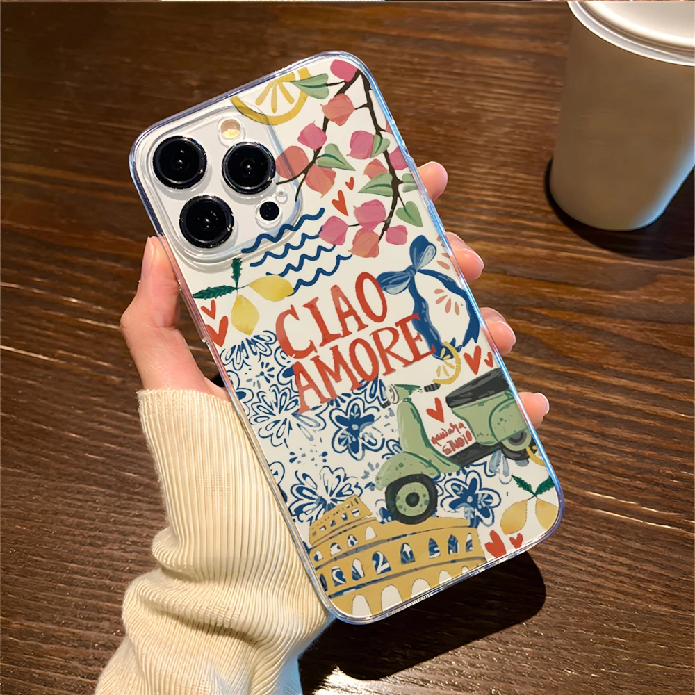 

Sweet Life Pattern Phone Case For Samsung Galaxy S24 S23 S22 S25 Ultra Plus Transparent Cover S22+ S23+ S24+ S25+ Shell Fundas
