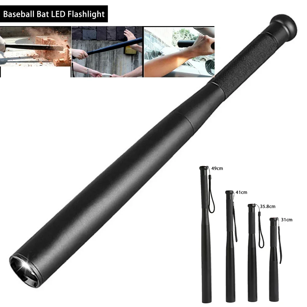 Baseball Bat LED Flashlight Waterproof Super Bright Baton Aluminium Alloy Torch For Emergency Self Defense Anti Riot Equipment