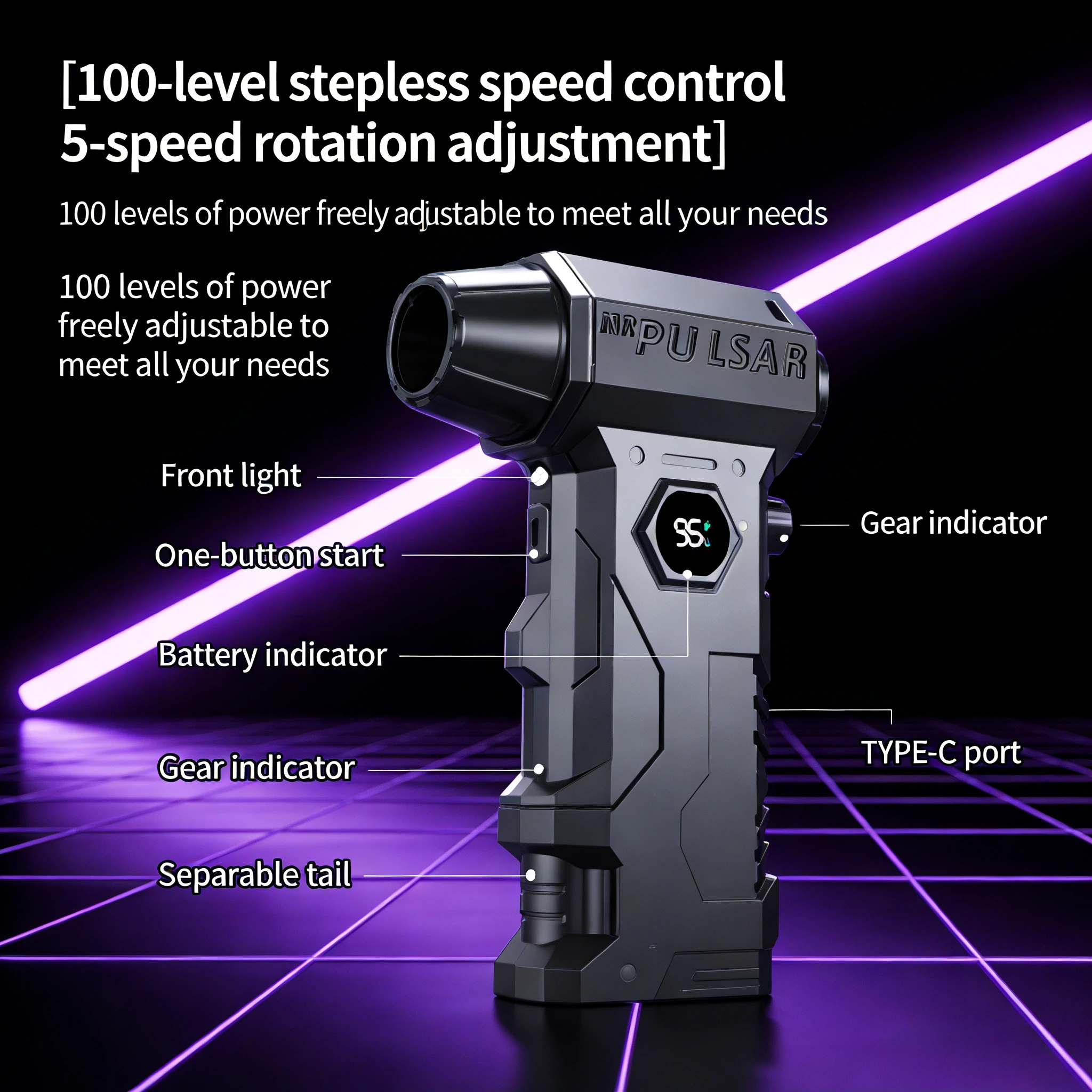 

990000RPM X7 Car Compressed Air Duster | Live Power Display High-Power Blower for Auto Cleaning