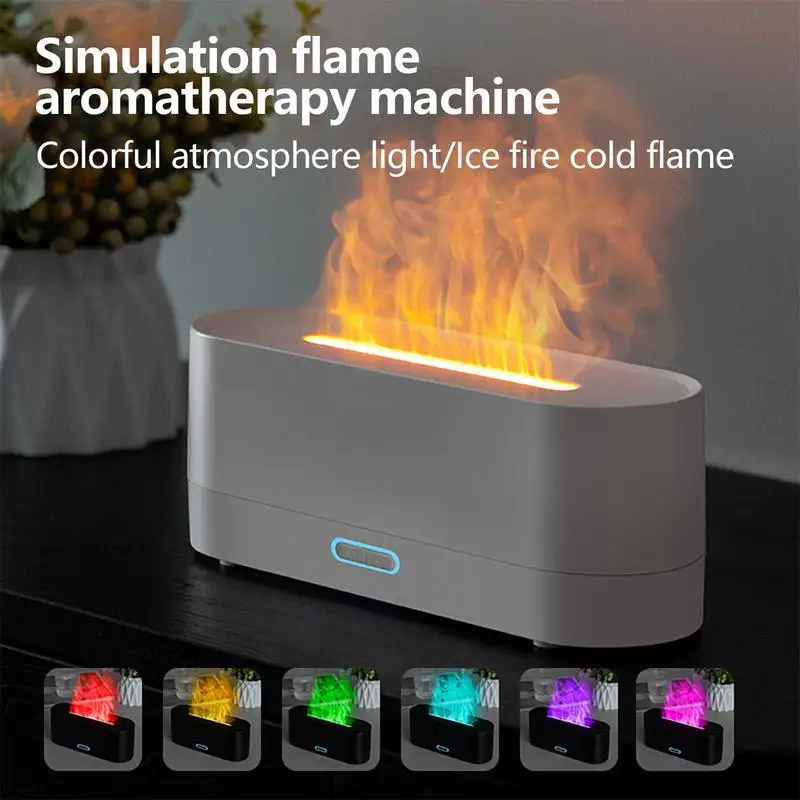 Air Diffuser Small Portable Ultrasonic Humidifier Waterless Auto-Off Protection Simulated Flame Oil Diffuser Quiet Humidifier