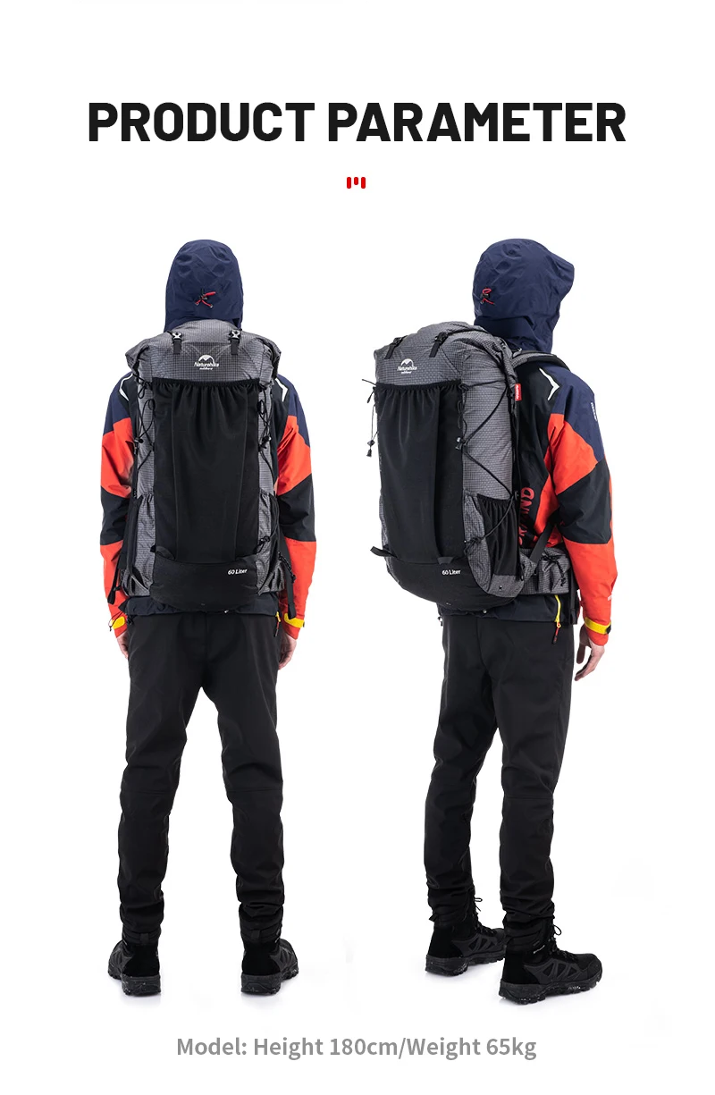 Naturehike Wanderrucksack, Outdoor-Sporttasche, 60 + 5 l, großes Fassungsvermögen, ergonomisches Design, Rucksack, Camping, Reisen, wasserdichter Rucksack – Detail 16