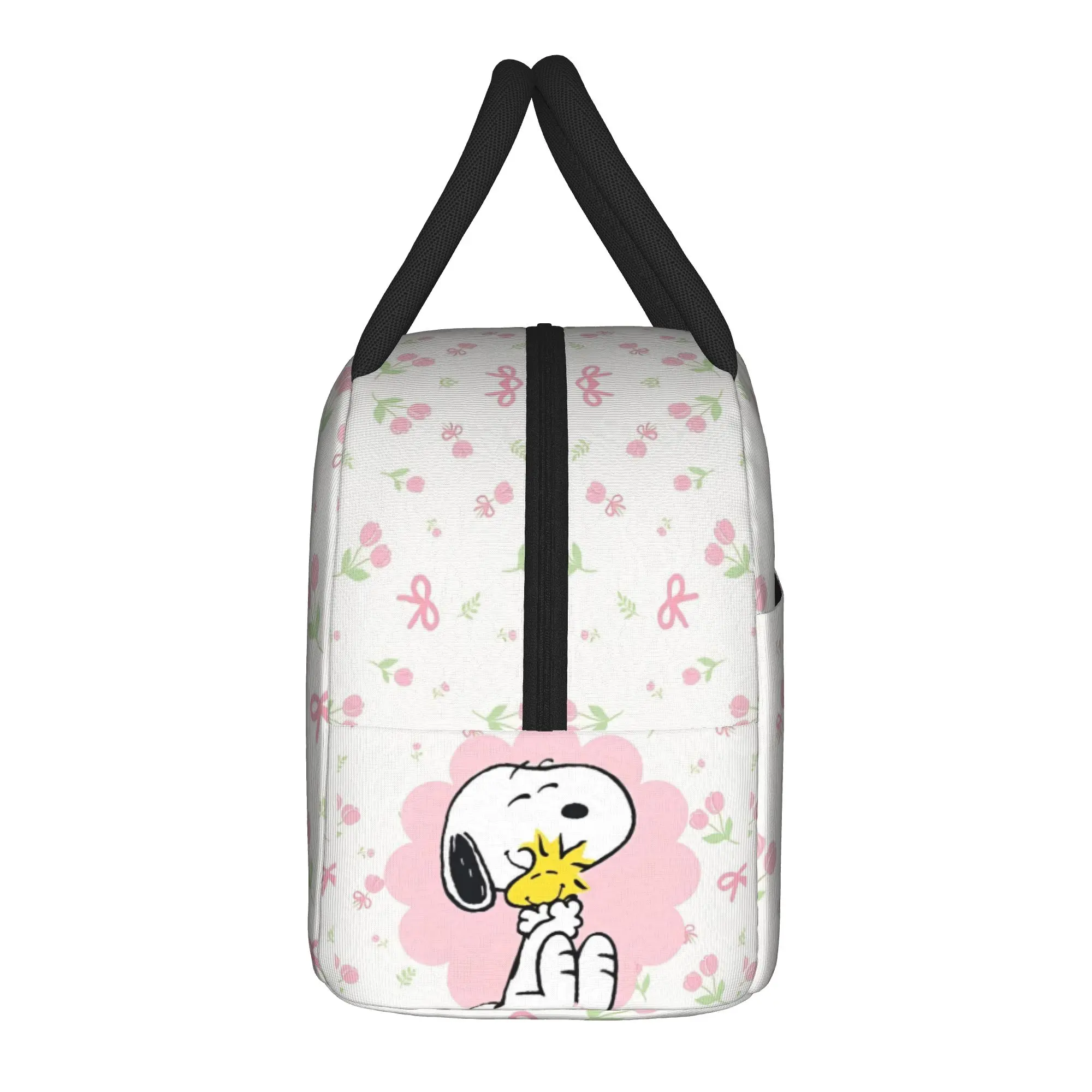 S-Snoopys Floral Encounter Insulated Lunch Bag Portable  Lunch Container Cooler Bag Tote Lunch Box Work  Outdoor Men Women