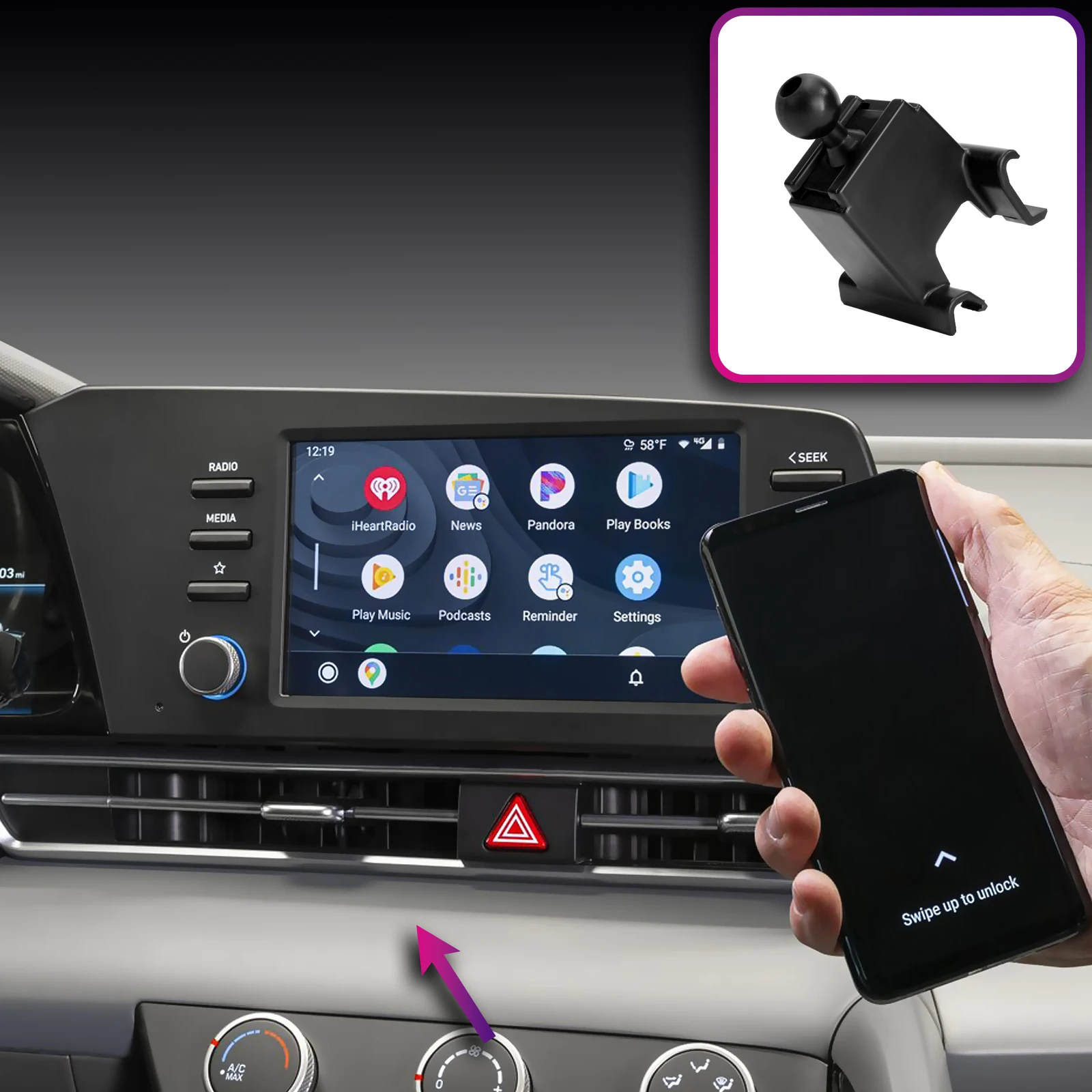 For Hyundai Elantra CN7 2021-2026 Vehicle-Specific Phone Holder Base Smart Car Phone Mount 66W Charging Auto-Sensing RHD LHD