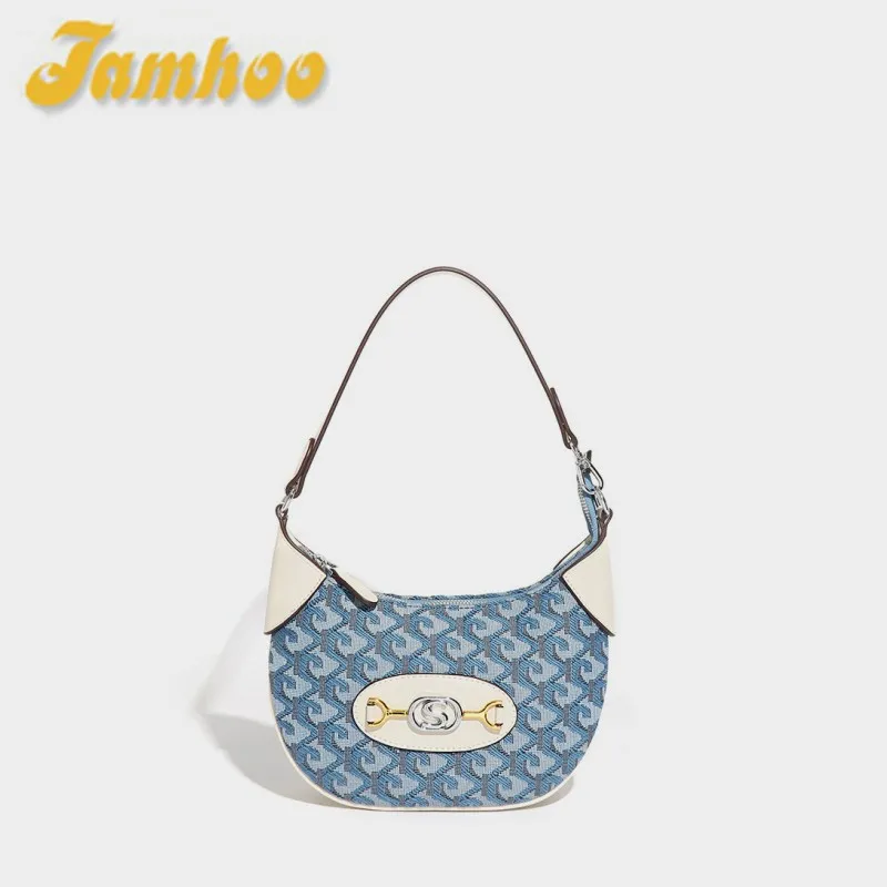 

Jamhoo Crescent Bag New Pea Bag Trend Joker Texture Ladies Shoulder Bag Travel Makeup Bag Makeup Organizer Bag Cosmetic Pouch