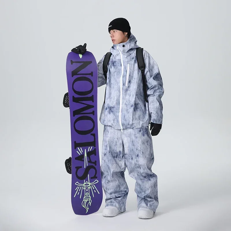 Ensembles de ski à capuche coupe-vent et imperméables pour hommes et femmes, nouvelles suites de ski de sport, fermeture éclair, polyester, extérieur, neige, solide, hiver, 2025