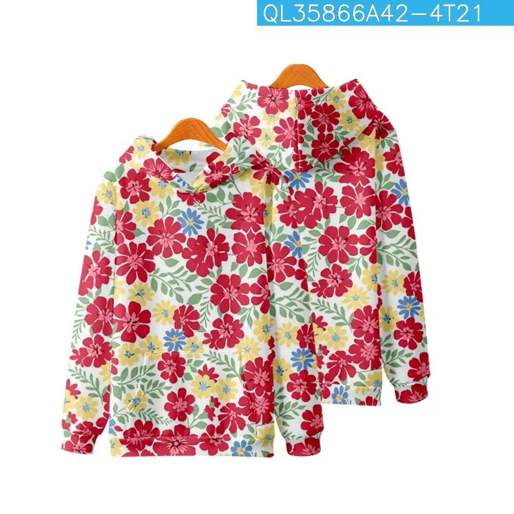 

Casual Long Sleeve Pullover Autumn Couple Women Men Cartoon Color Floral Printed Hoodies Harajuku Sweatshirt