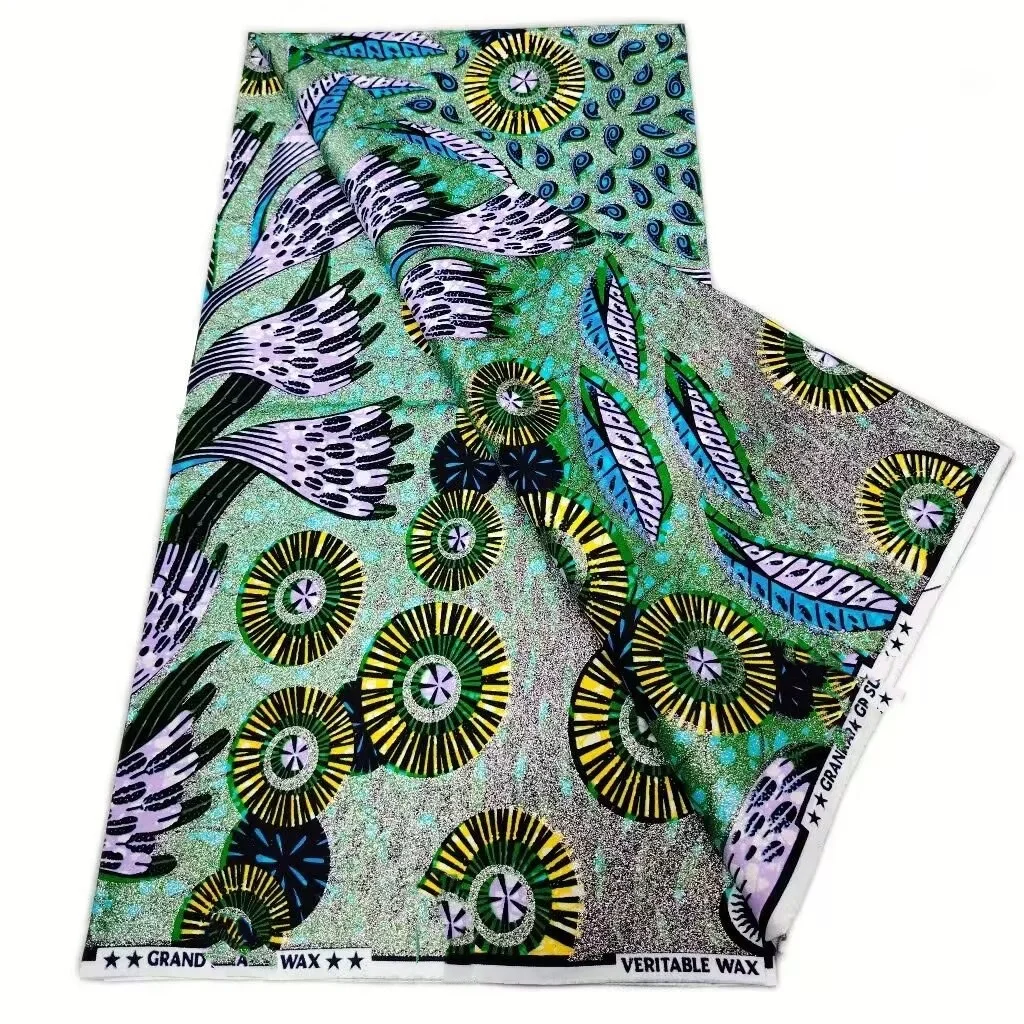 2026 Nowy Styl Nigeriańska Tkanina z Nadrukiem Golden Wax Print – Wysokiej Jakości Afrykańska Tkanina Wax Print do Patchworku, Odzieży i DIY „HS3”