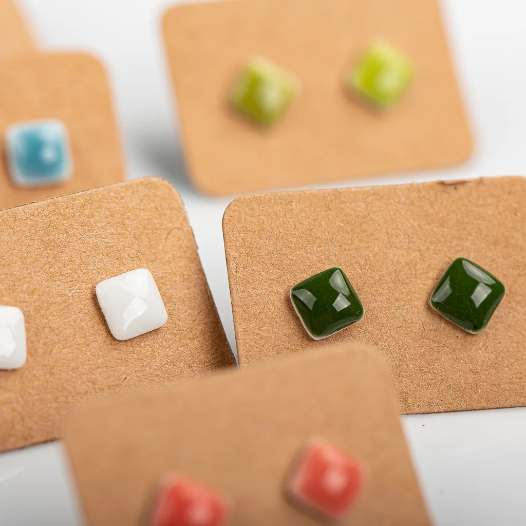 Small And Cute Porcelain Multicolor Earrings Anti-allergic #LY419  joyas парные anime jewelry joias feminina