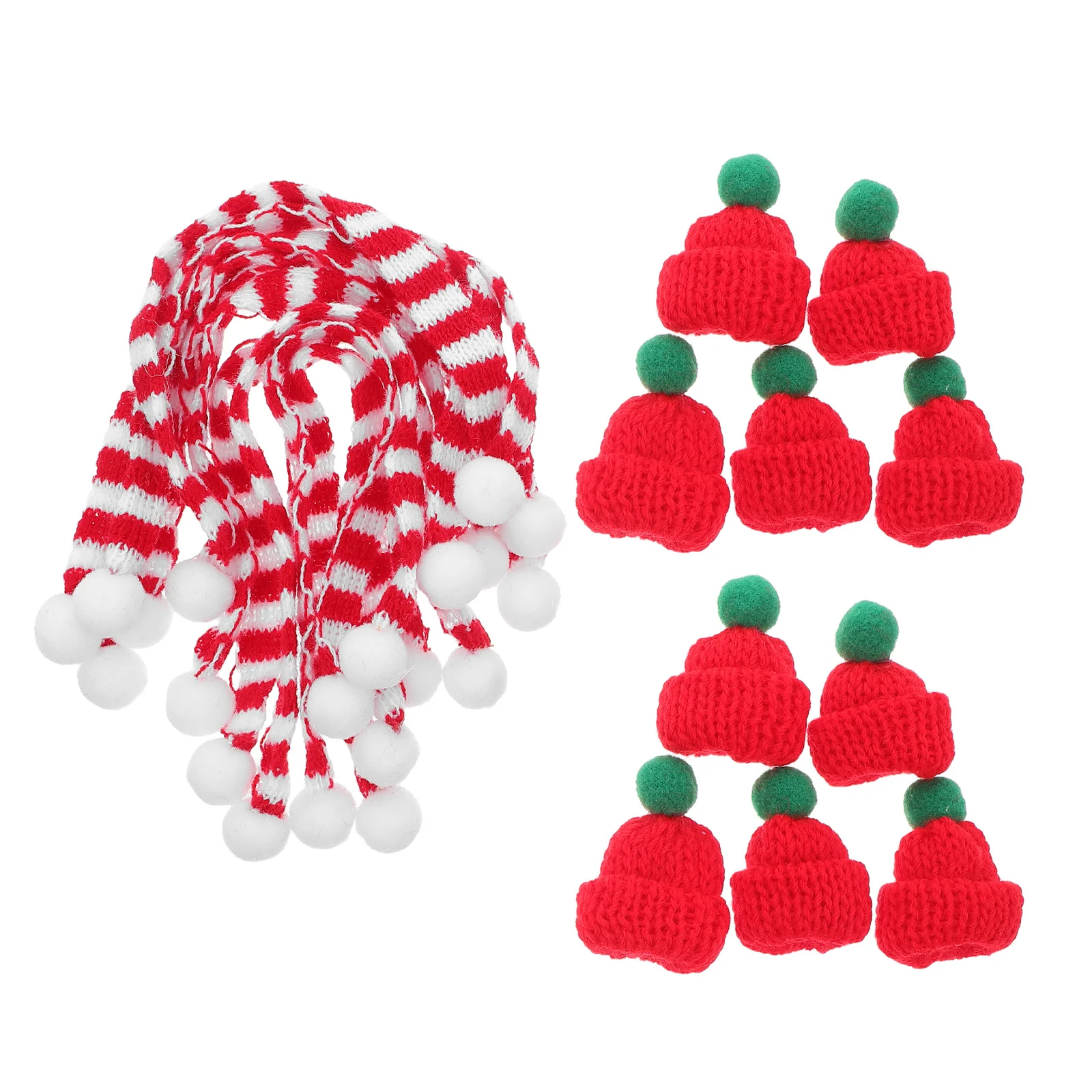 

20Pcs Mini Christmas Knit Hat and Scarf Set Small Woolen Hats for Crafts Xmas Decoration Christmas Party Supplies