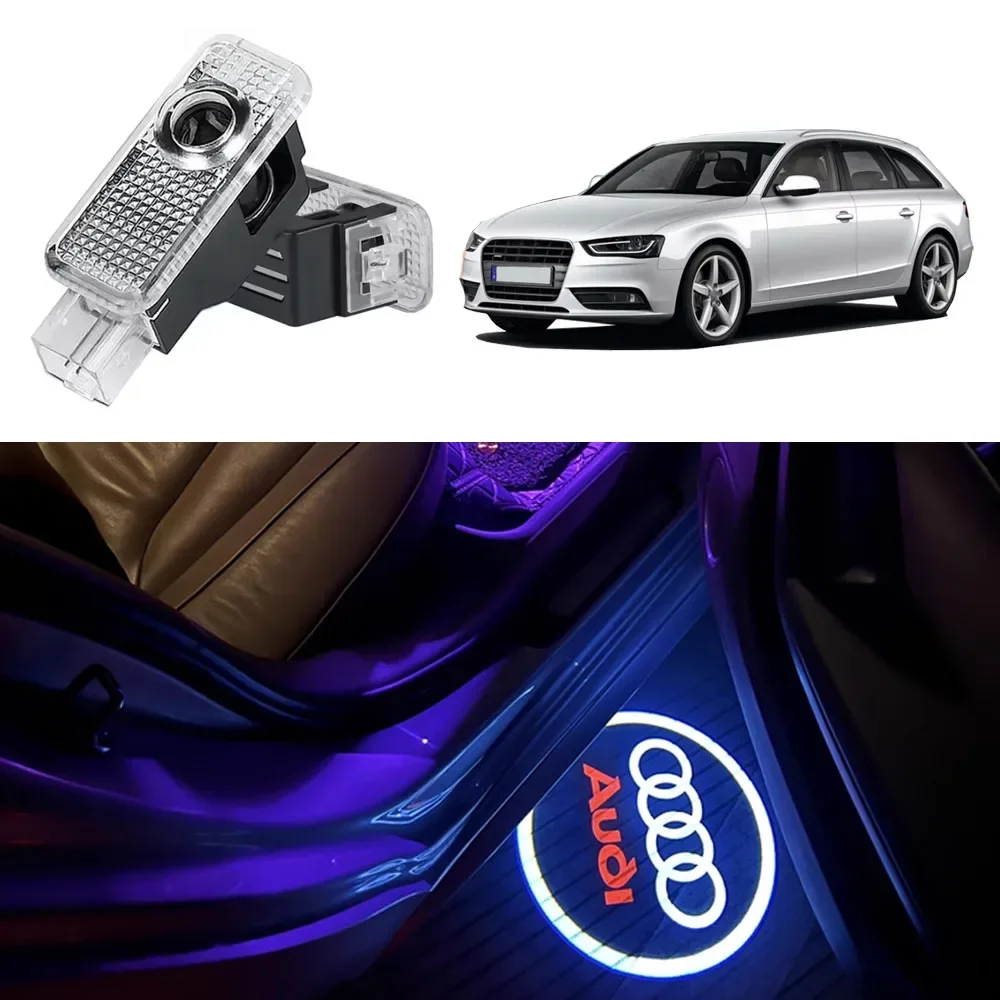 2PCS Car Door Welcome Light HD Projector LED Lamp For Audi A3 A4 B8 8P 8V A6 C7 A5 Q5 B7 B6 B9 SLINE QUTTRO RS Q3 Q7 S3 S4 S5 S6