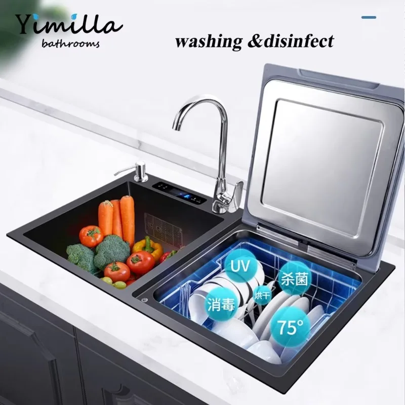 Luxury Kitchen Cabinet 304 Stainless Steel Multifunction Ultrasonic Sink Dishwasher Smart Kitchen Sink