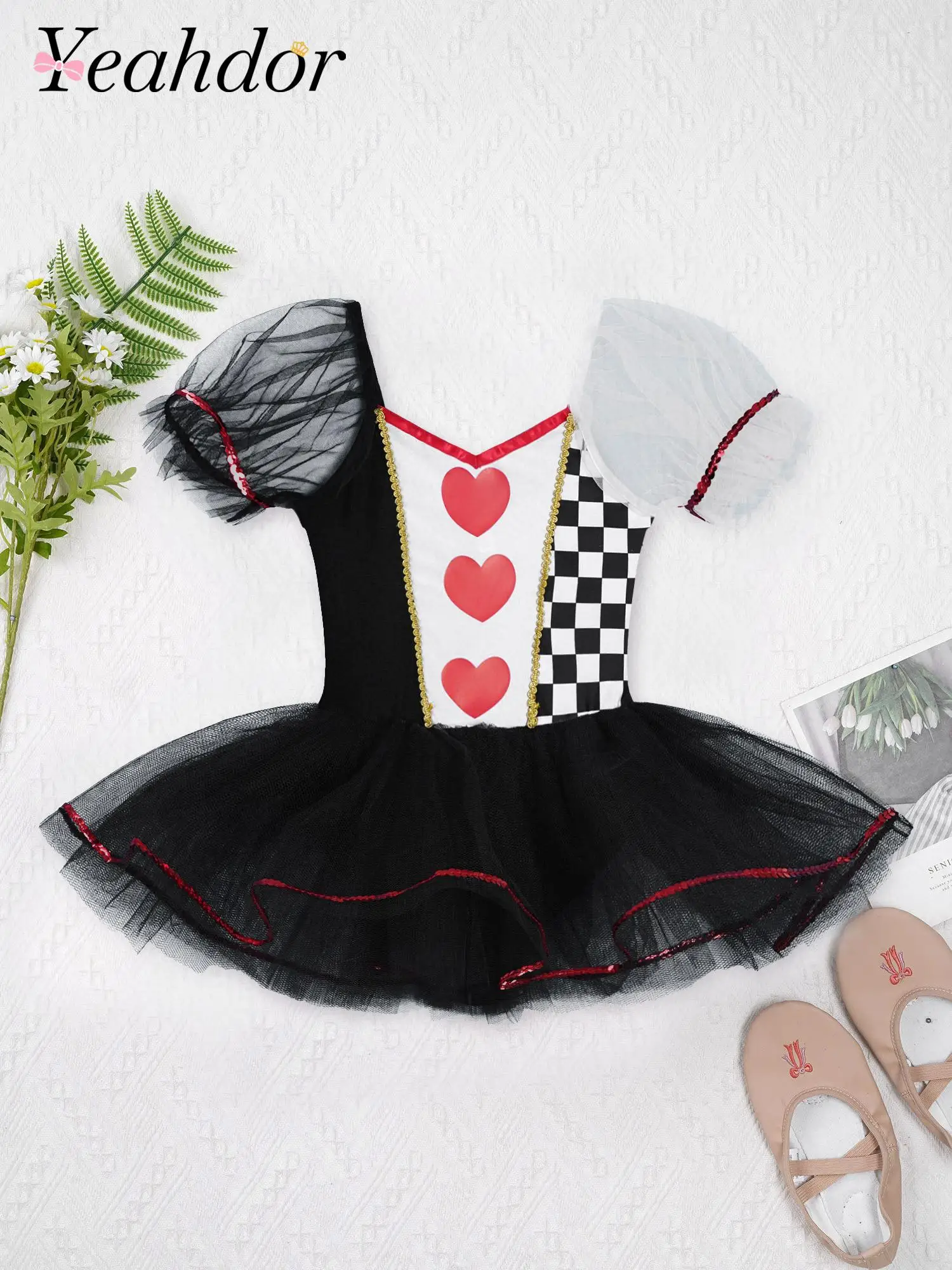 

Детский цирковой костюм клоуна для девочек, карнавальный костюм на Хэллоуин, вечерние наряды, черно-белые тюлевые трико в сетку, платья