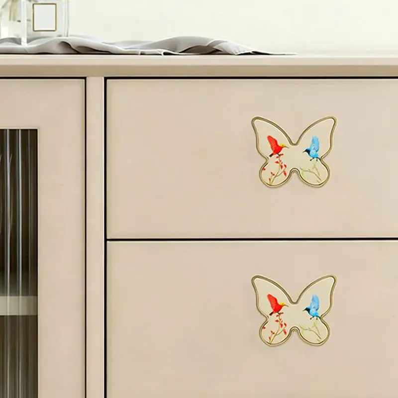 New Butterfly Shaped Cabinet Knobs Furniture Handles Chinese Painting Patterns Perfect For Kitchen Wardrobe Drawer Home Decor