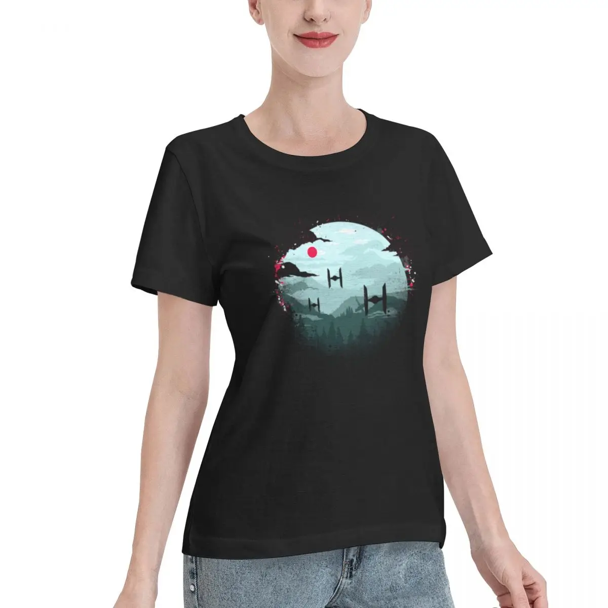 Oversized Option Tie Fighters At Dawn Women's T-shirt Daily Casual Plus Size Women Tee