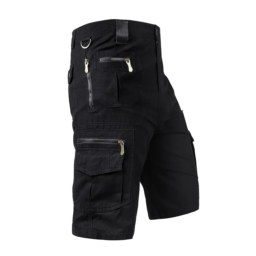 Military Cargo Shorts Men Tactical Joggers Shorts Solid Color Multi Pockets Summer Relaxed Fit Straight Cargo Shorts Streetwear