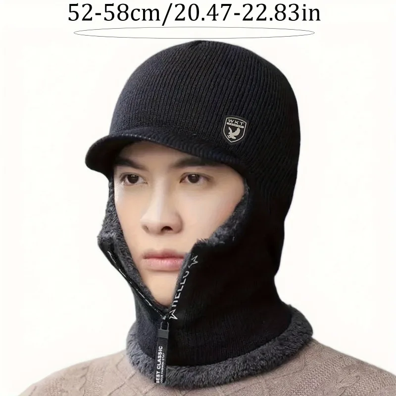 Chapéu de inverno masculino com forro – gorro grosso para frio extremo, à prova de vento, quente, ajuste confortável e secagem rápida - esqui ao ar livre