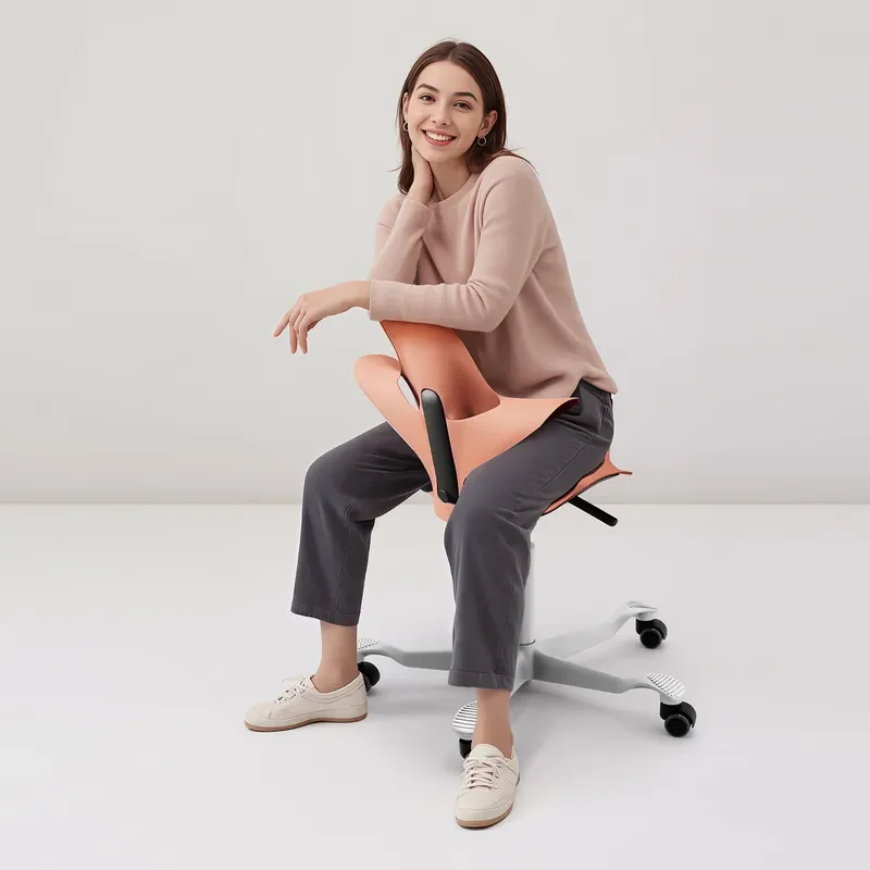 Ergonomic Saddle Stool for Office and Dental Clinic Adjustable Height Swivel Seat with Lumbar Support for Computer Work and