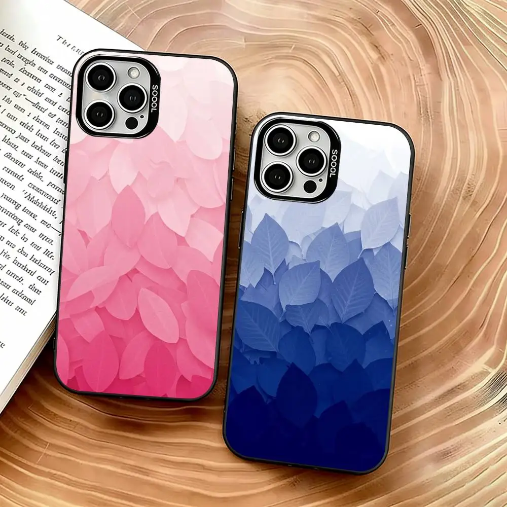 

Colorful leaves Phone Case For iPhone 17,16,15,14,13,12,11 Plus,Pro Max,XS,Colored Silver Plated Inside Cover