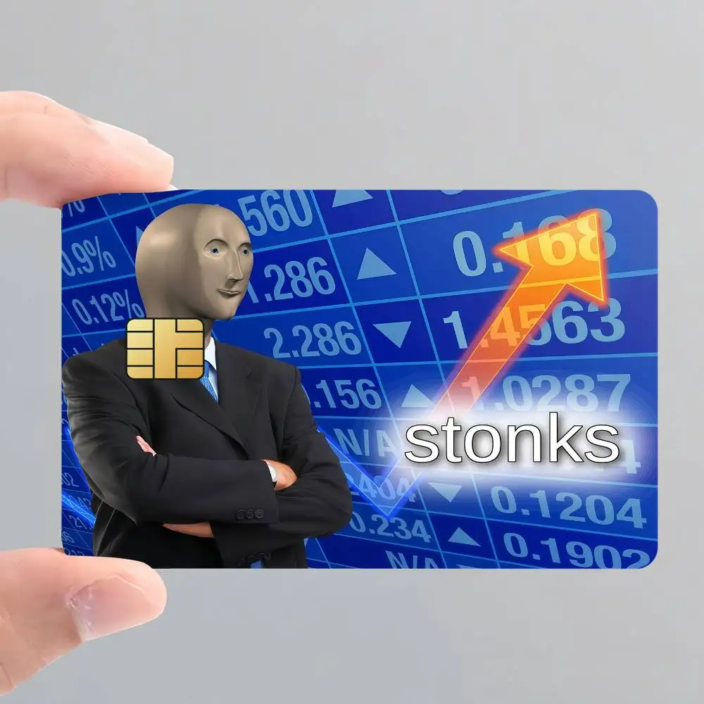 Meme Man Stonks Guy Financial Stocks Hot Sale Decor Exquisite Card Sticker for Debit Credit Bank Cards Skin Cover Gift Student
