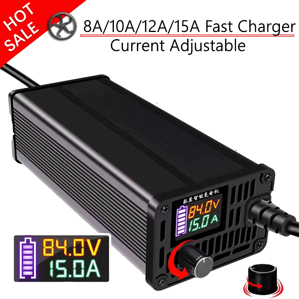 10A 15A 24V 48V 58.4V 72V 60V 84V Li-ion Lifepo4 Lithium Battery Charger Curren Adjust 13S 54.6V Fast Charge 8S 16S 20S 24S part