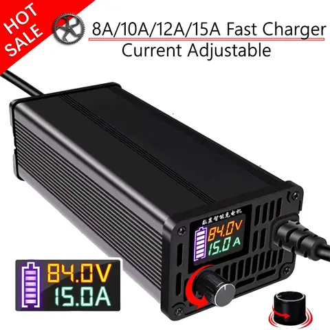 10A 15A 24V 48V 58.4V 72V 60V 67.2V 84V 리튬 이온 Lifepo4 리튬 배터리 충전기 Curren 조정 가능한 13S 충전 8S 16S 20S 24S 부품