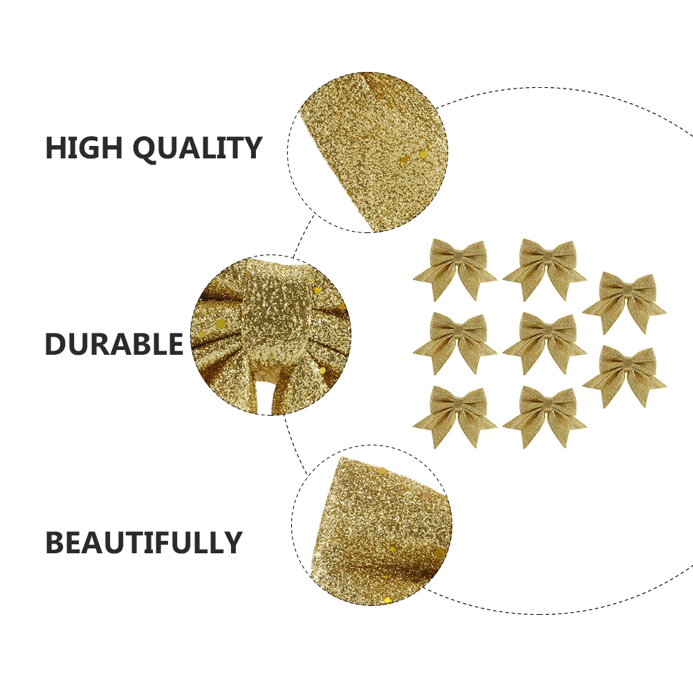 

8 Pcs Christmas Tree DIY Decorative Bow Bowknot Decoration Handmade Polyester Bowknots Decorations