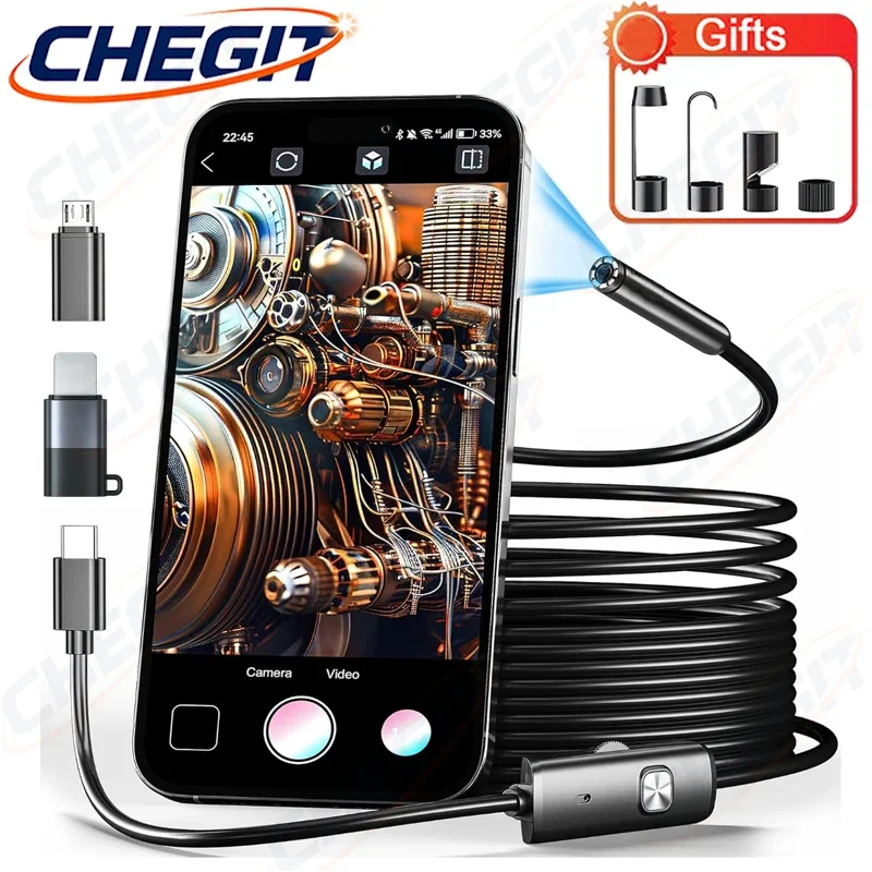 

5.5/ 8mm Endoscope Camera 1080P HD Type-C Borescope Inspection Camera IP67 Waterproof Micro Endoscopic For iPhone & Android