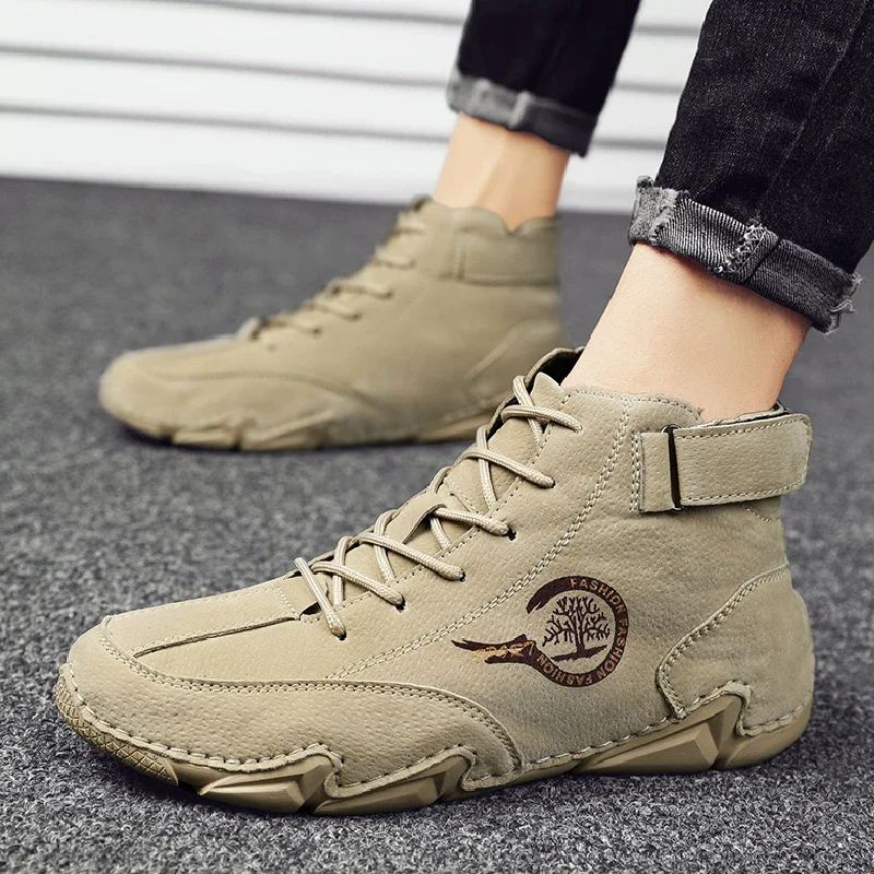 Heren Laarzen Casual Lederen Luxe Hoge Sneakers Luxe Loafer Schoenen Voor Heren Motorfiets Enkellaarzen 2023 Nieuw In Schoenen