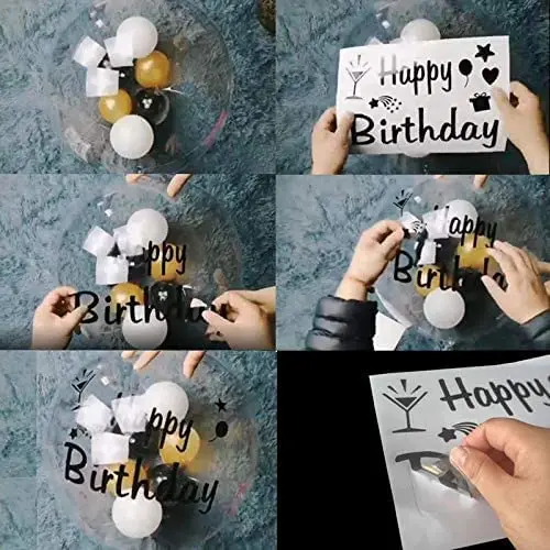Happy Birthday Party Stickers Birthday 36inch Paster Big Clear Transparent Balloon DIY Stickers For Birthday Party Decorations