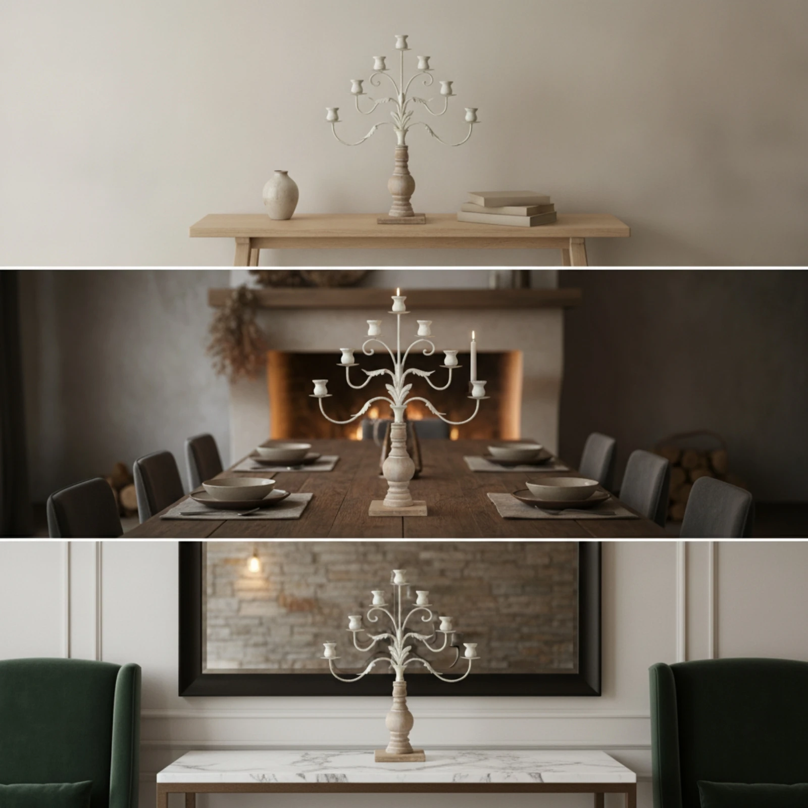Candélabre avec base en bois,  - Candle Holder Decor avis et prix