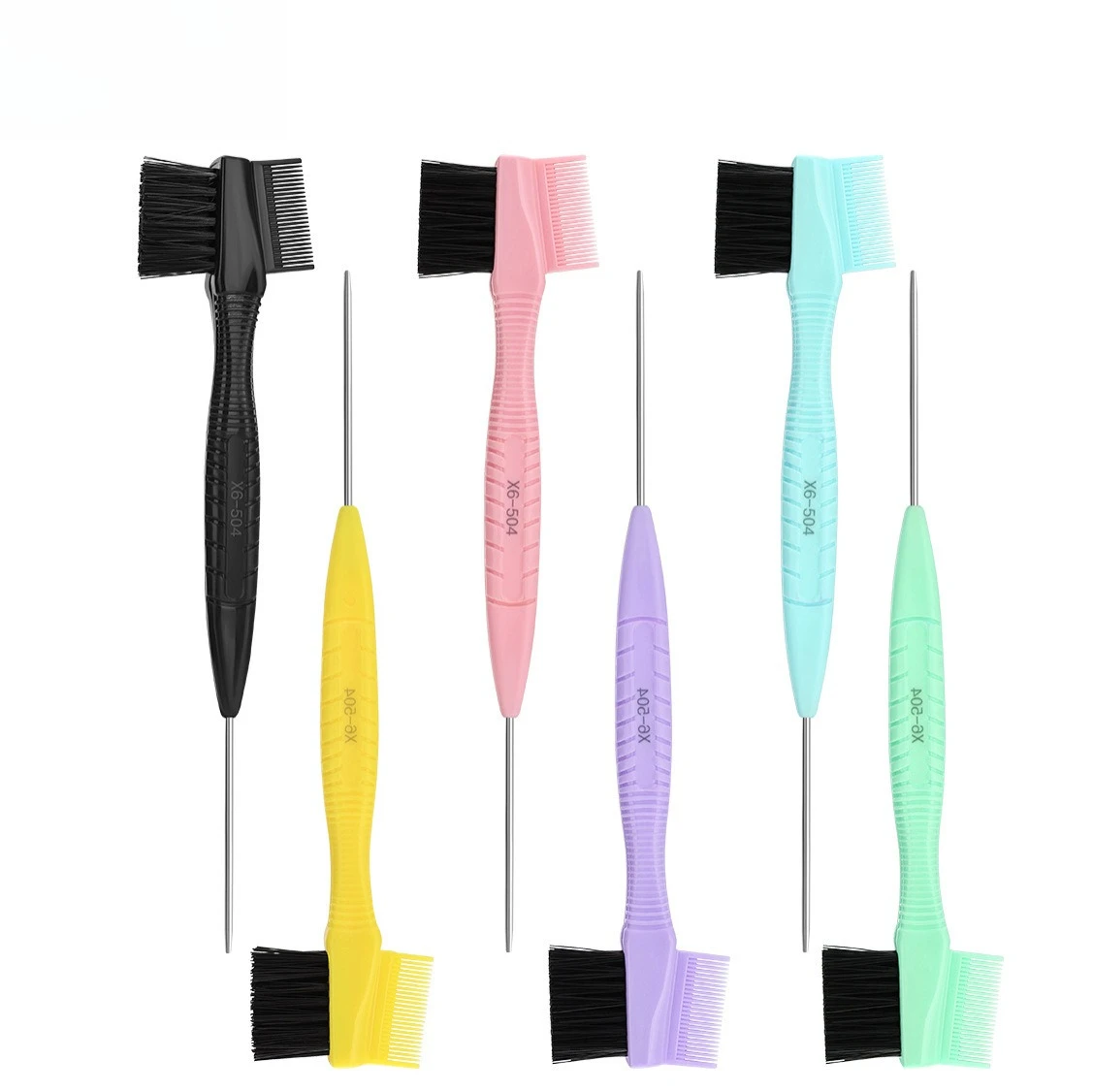 

Двусторонняя стальная щетка для бровей и линии волос, расческа для волос с острым хвостом, инструмент для мелирования 2-в-1 для профессионального макияжа