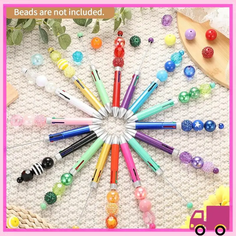 Compact 50Pc Plastic Beaded Pens Beadable Pens 4-In-1 Beaded Ballpoint Pens Making Graduation Supplies B