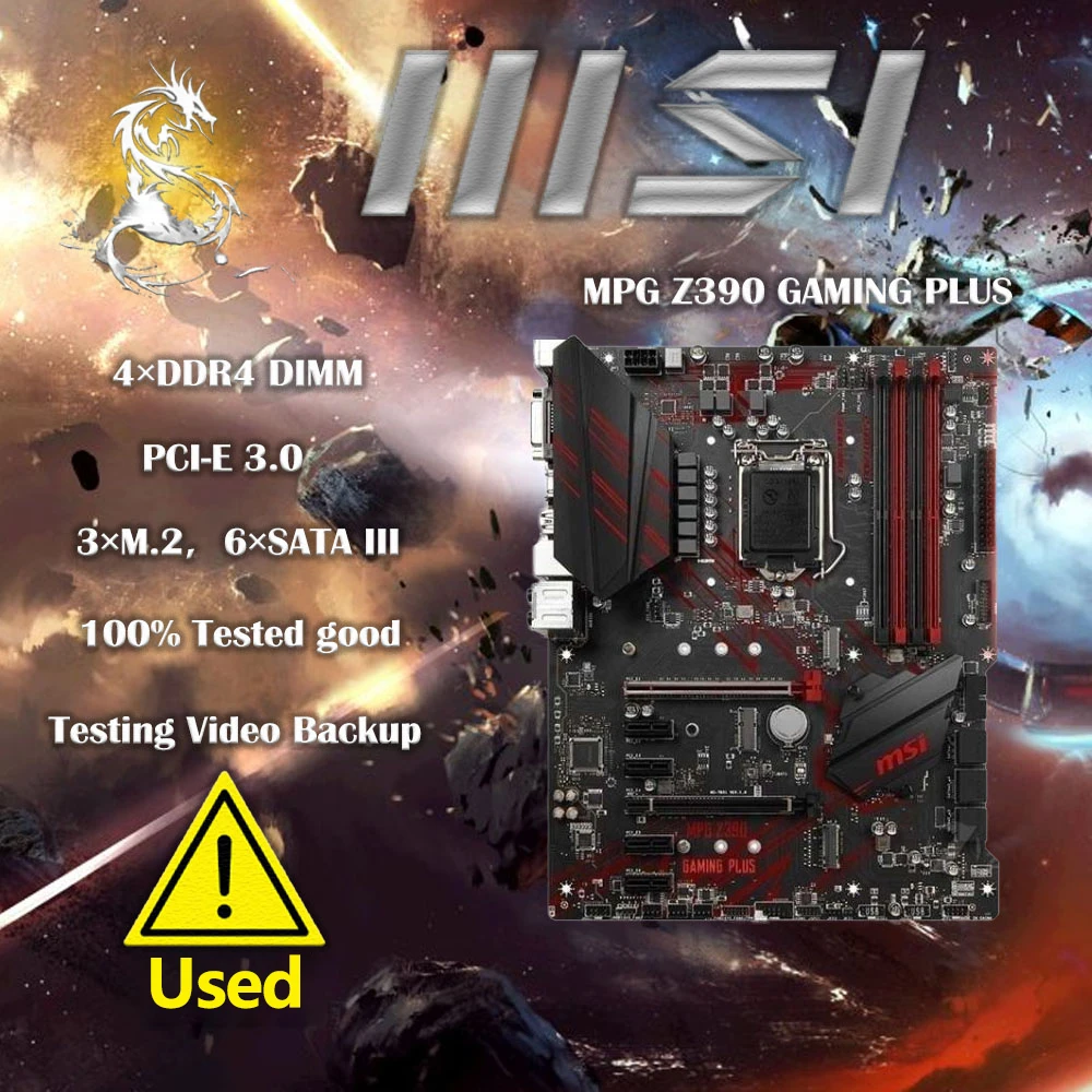 MPG Z390 GAMING PLUS MSI  LGA 1151 With Intel Z390 SATA 6Gb/s ATX Motherboard