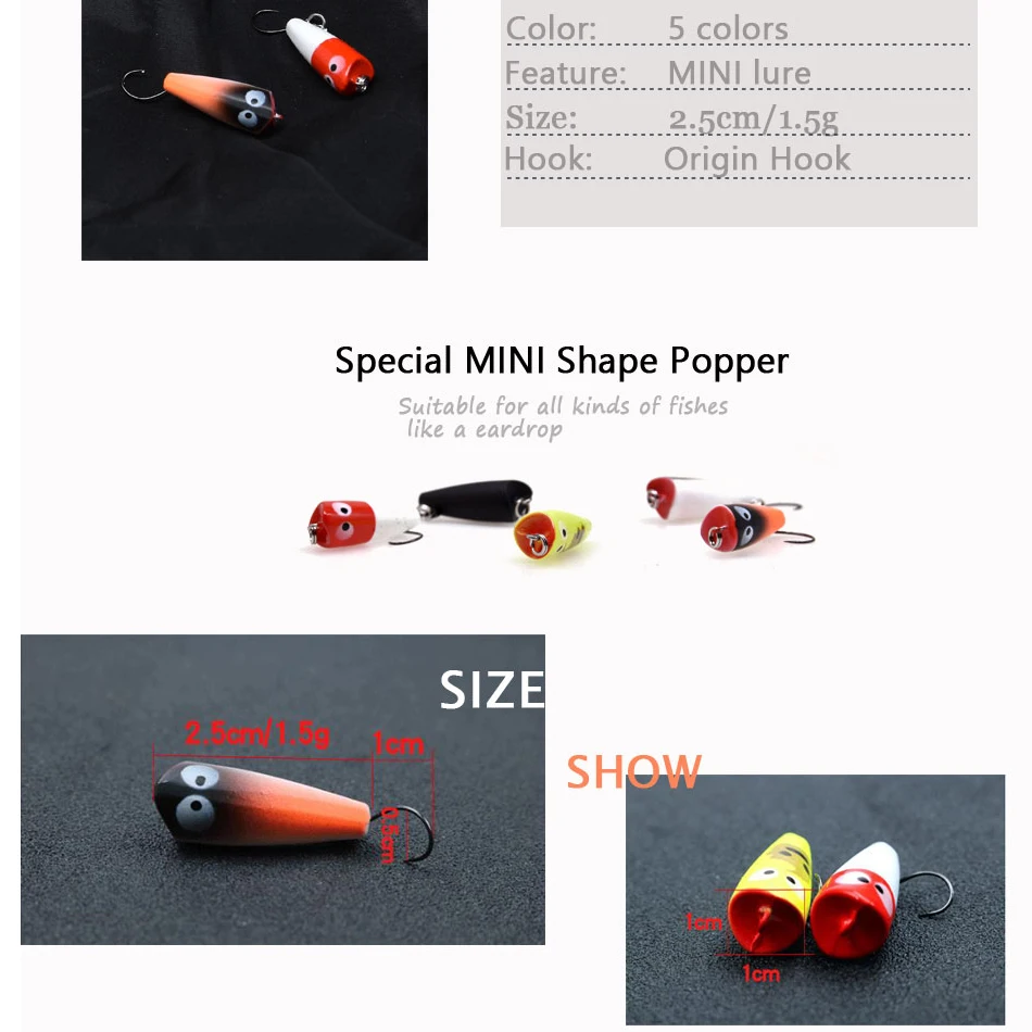1pc Super comprehensive type 2.7cm 1.5g cheap floating Popper Poper Lure Hooks Crank Baits mini fishing popper bait lure