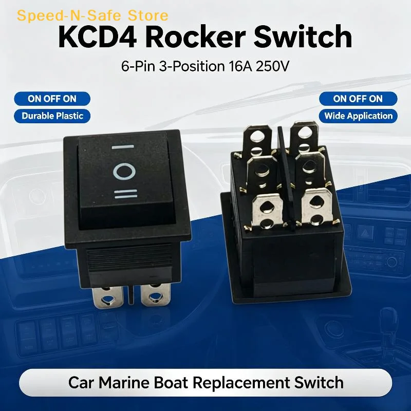 KCD4 Heavy Duty Rocker Switch 16A 250V 6 Pin 3 Position ON OFF ON for RV Electrical System Upgrade