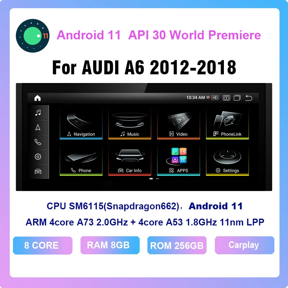 For AUDI A6 A7 2012-2018 10.25 inch Android 11.0 Octa Core 8+256G Car Multimedia Player Stereo Radio Car radio with screen